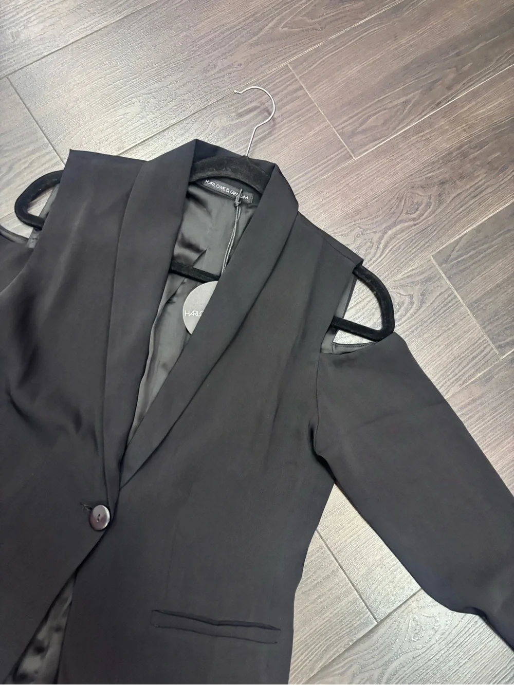 Cold-Shoulder Black Blazer Jacket